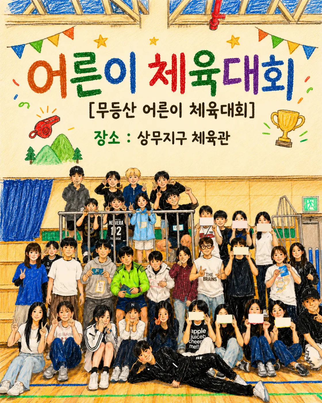 상무지구 체육관에서 진행한 어른이 체육대회 포스터.