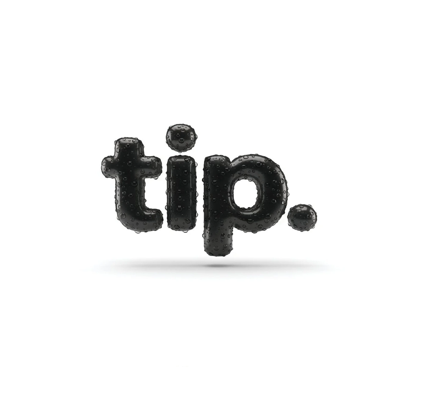 흰 배경 가운데에 팁시파티 tip. 로고가 검은색 3D 풍선 질감으로 놓여 있다.
